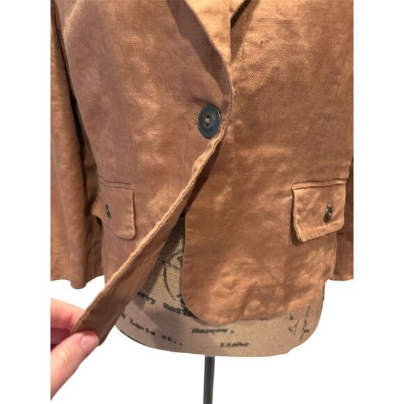 Nicole by Nicole Miller Women's Blazer L Brown Linen Mid-Length Casual - Picture 2 of 10